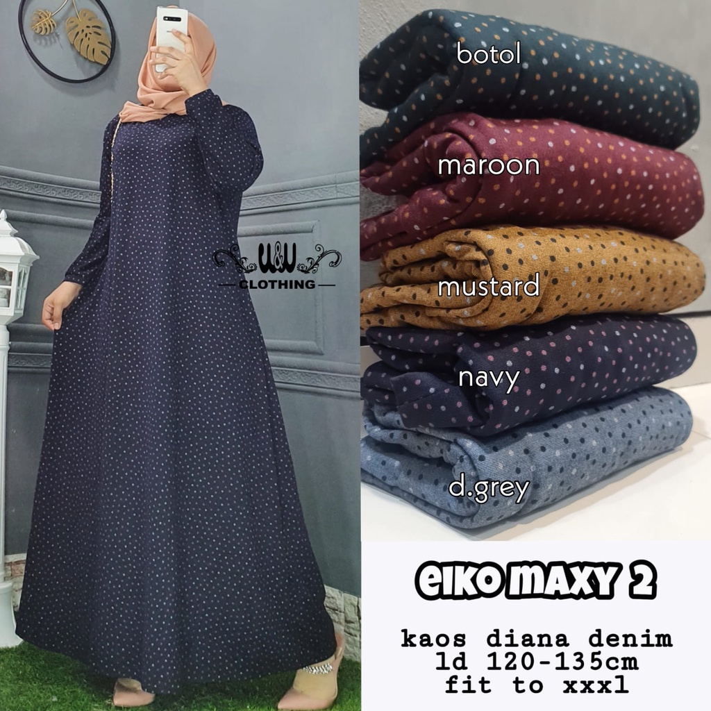 Gamis Polkadot Jumbo Ld 120 130 140 Eiko Maxy Dress Motif Polka Bahan Tebal Adem By W&W Terbaru 2021