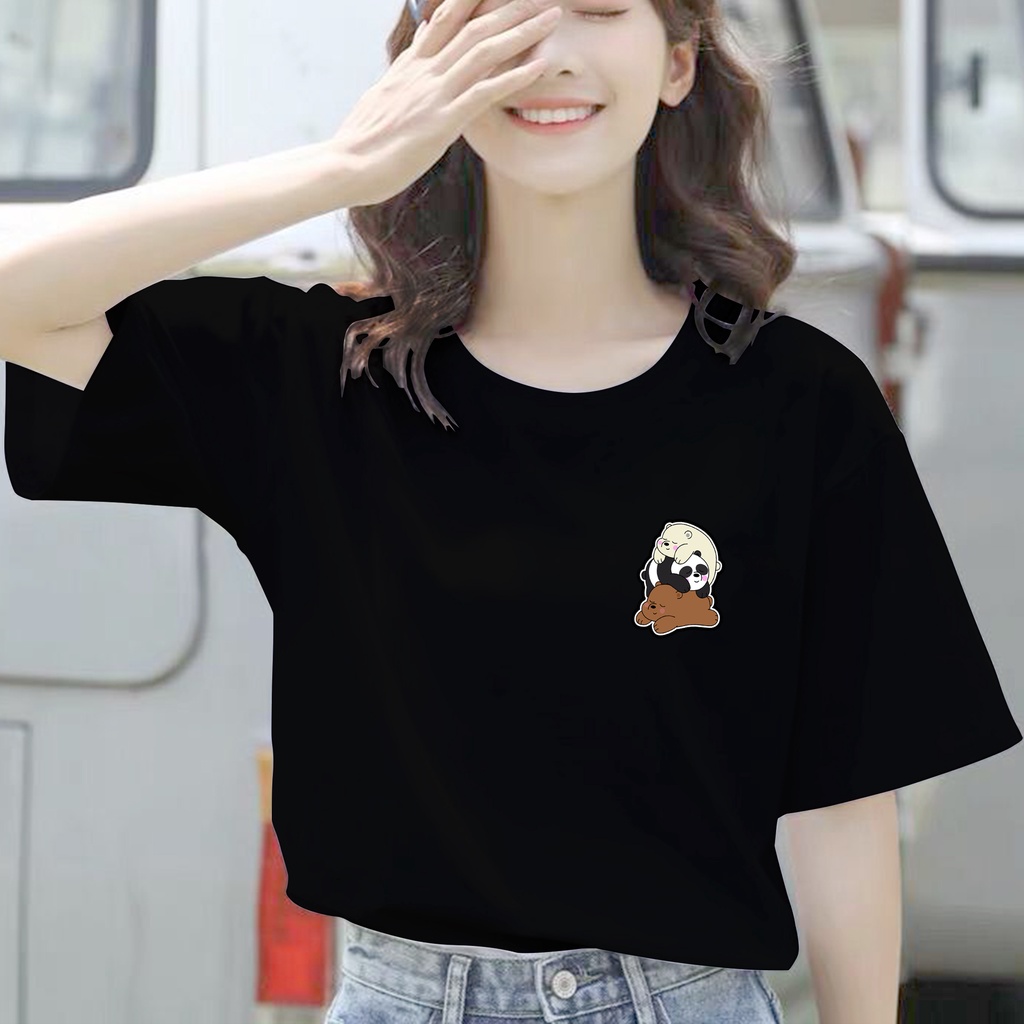 CALVIERO SHOP - BAJU KAOS ATASAN WANITA PRINT LOGO WE BAREBEARS