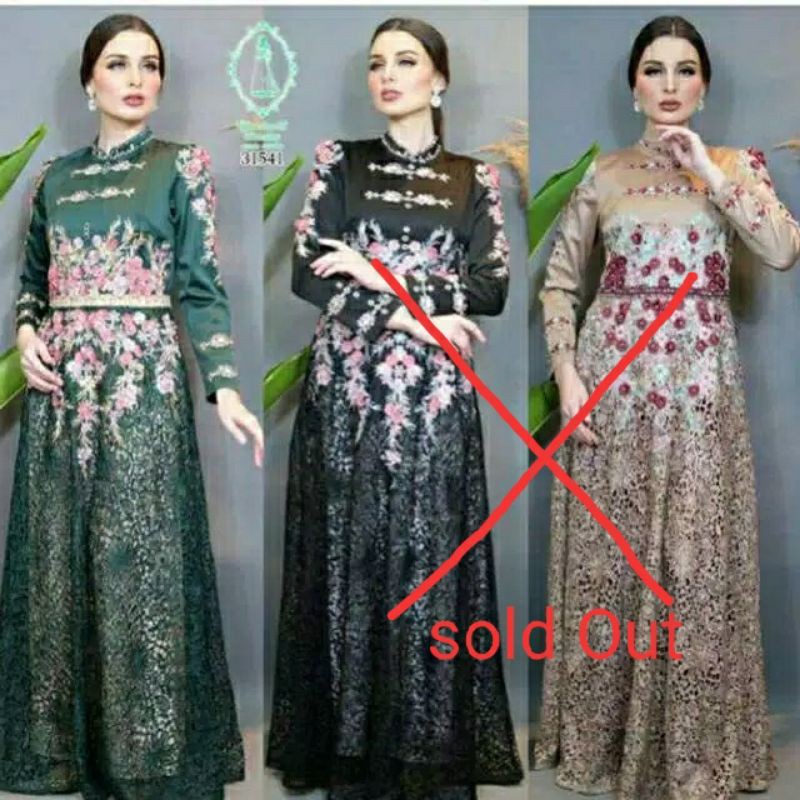 Elizabethinsby 31541 Bibiq Fashion Wanita Maxidress Gamis Pesta Brukat Murah Terbaru Original