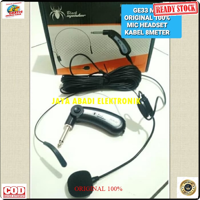 G33 MIC BLACKSPIDER HEADSET 8 METER BANDO KLIP MIKROPHONE VOKAL PROFESIONAL SOUND BEST SISTEM AUDIO PANGGUNG LEGENDARY DYNAMIC PENGERAS SUARA HFI SENSITIF DAN JERNIH BISA MC PIDATO SEMINAR CERAMAH IMAM MASJID DLL ACARA PORTABLE MIC CONDESOR UNIVERSAL