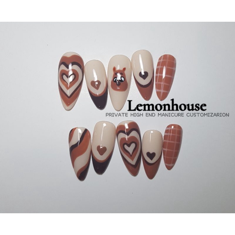 Lemonhouse nails han quokka latte fakenails