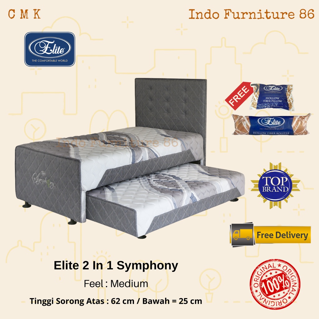 Elite 2 In 1 Symphony Uk. 120 x 200 / Multi Bed Elite / Matras / Springbed / Bed Sorong / Kasur Elit