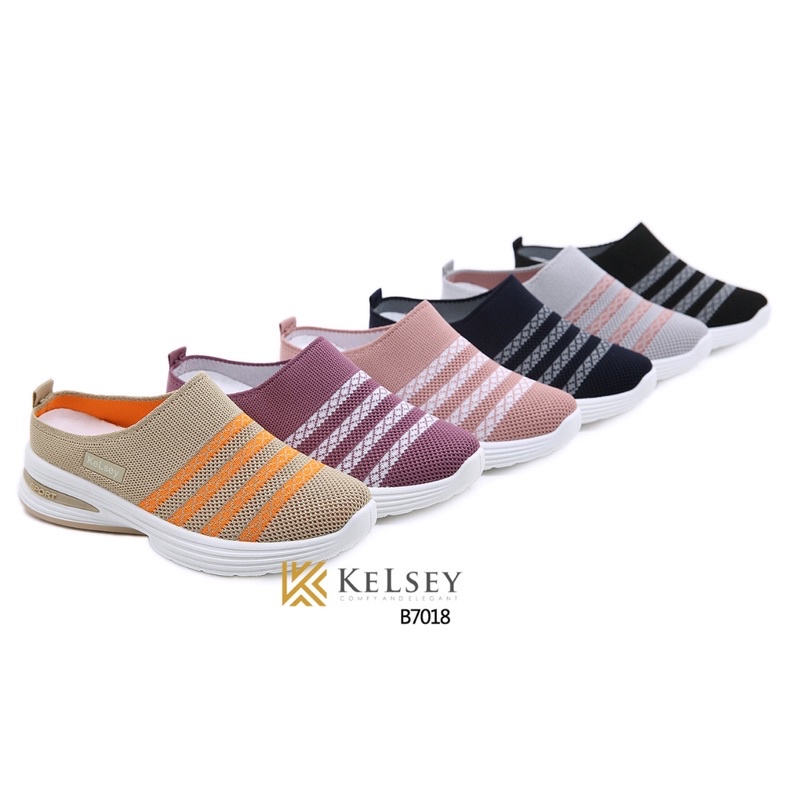 (GRATIS ALAS KAKI) Nicole Sandal Wedges Selop Flyknit B7018 4cm Wanita / Sandal Wedges FlyKnit