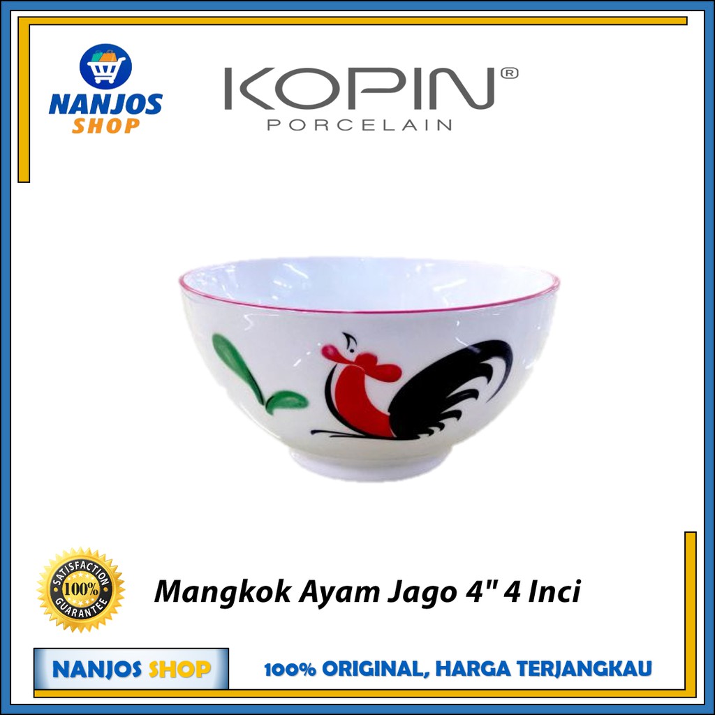 Kopin - Mangkok Mangkuk Keramik Porcelain Bowl Kopin Ayam Jago 4&quot; 4 Inch 4 Inci KPQ 4RB