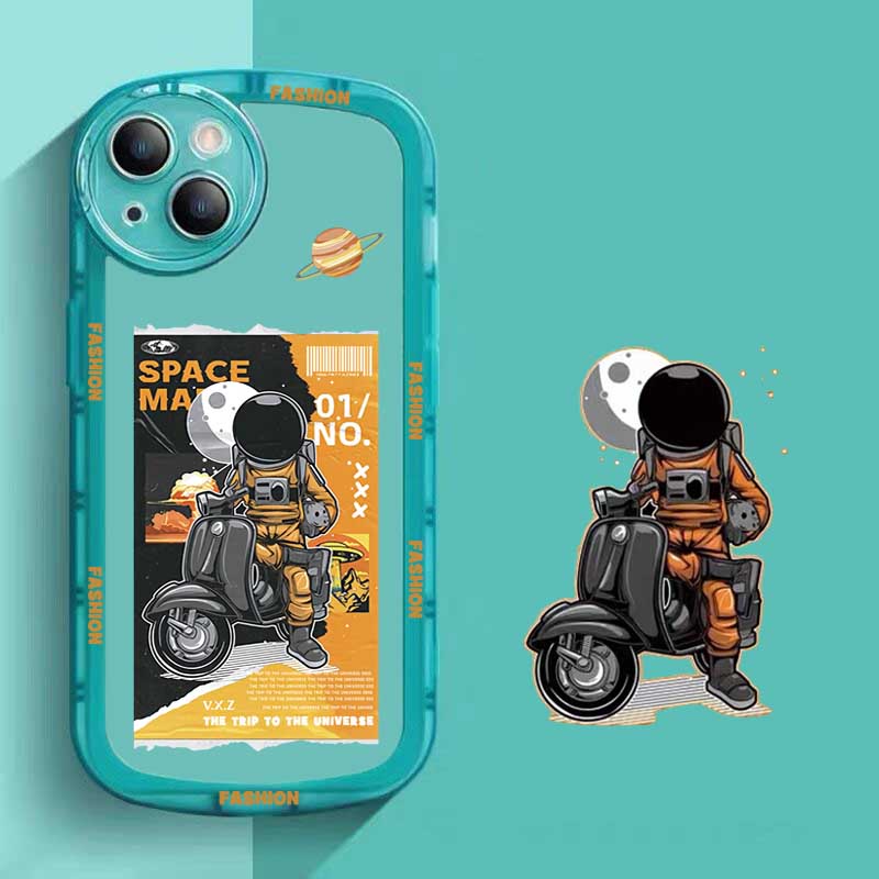 Soft Case Silikon Desain Astronot Untuk OPPO A57 2022 A15 A16 A16K A54 A53 A12 A5S A7 A3S A31 A52 A83 A92 A37 F9 A1K Realme 5 5i 6i C11 C15