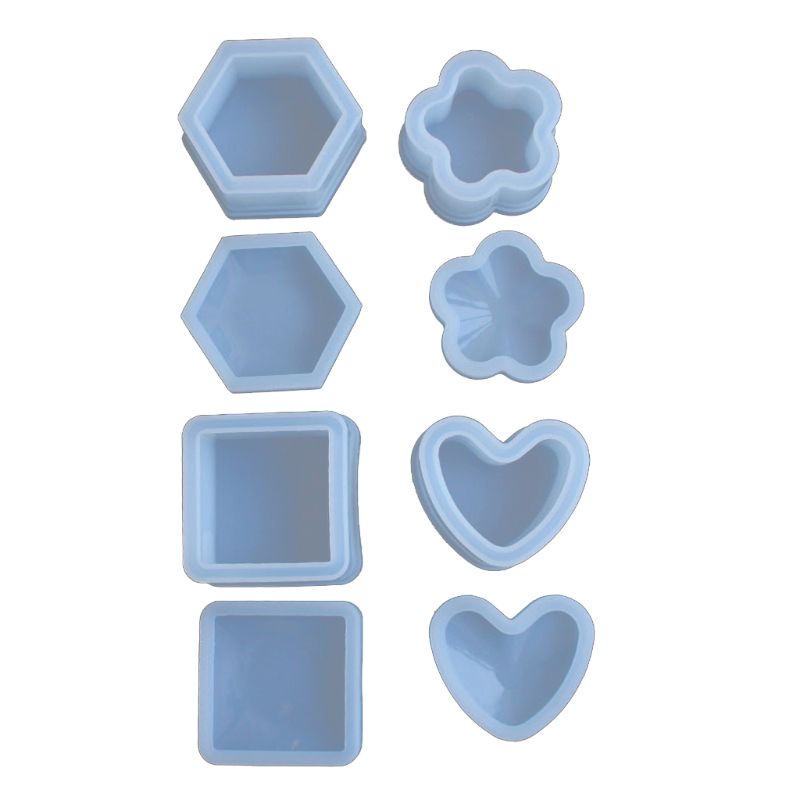 SIY  4 Pcs Box Resin Molds with lids Silicone Molds for DIY Craft Making Storing Earrings, Rings, Coins, Keys Ashtray