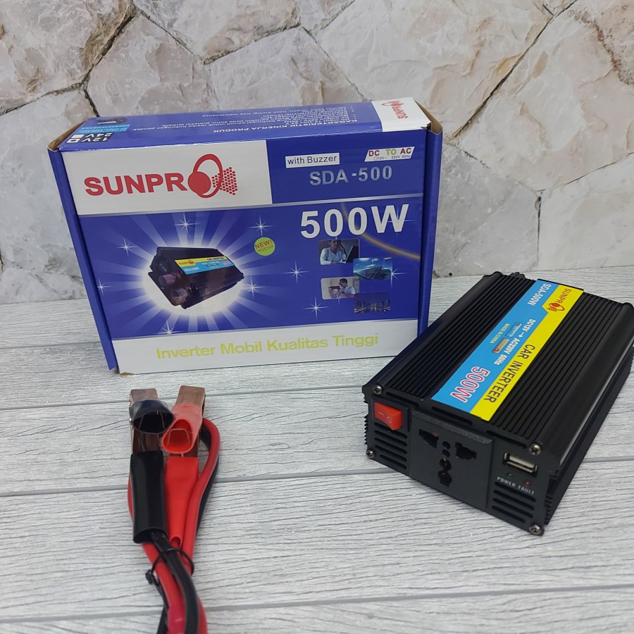 Paling Laris!!! Power Inverter Sunpro 500w 12v-24v - Inverter Mobil 500w / Inverter Mobil Kualitas Tinggi Sunpro SDA-500