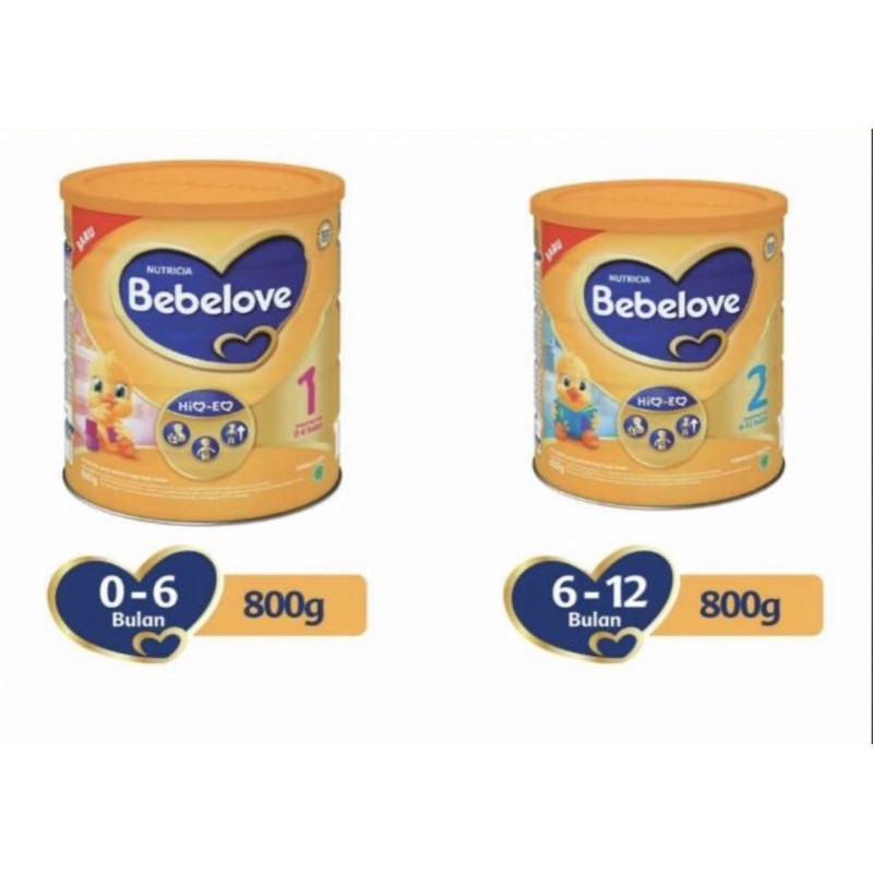 Bebelove 1 &amp; 2 800 gram kaleng ( susu nutrisi lengkap bayi 0-6 bulan &amp; 6-12 bulan )