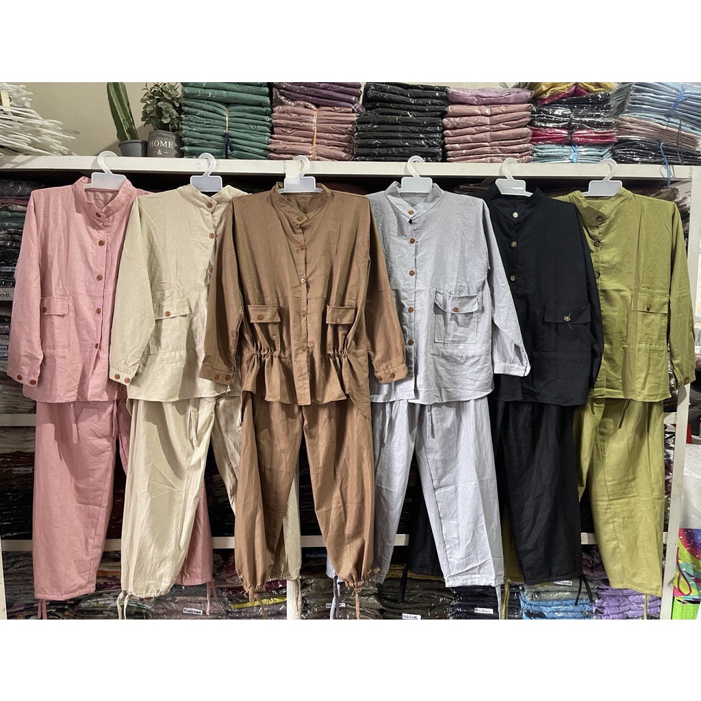 RUMI SET - SETELAN TUNIK POLOS LENGAN PANJANG + CELANA KULOT WANITA TERBARU KEKINIAN BAHAN KAOS LINE