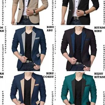 ➸ 19 WARNA Jas Blazer Pria Cowok Laki Polos Kantor Kerja Saku HITAM ABU BIRU MERAH HIJAU COKLAT SUSU