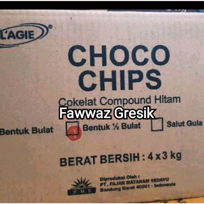 

Choco Chips LAGIE 1/2 Bulat / Cokelat Compound Hitam Setengah Bulat 100gr 250gr