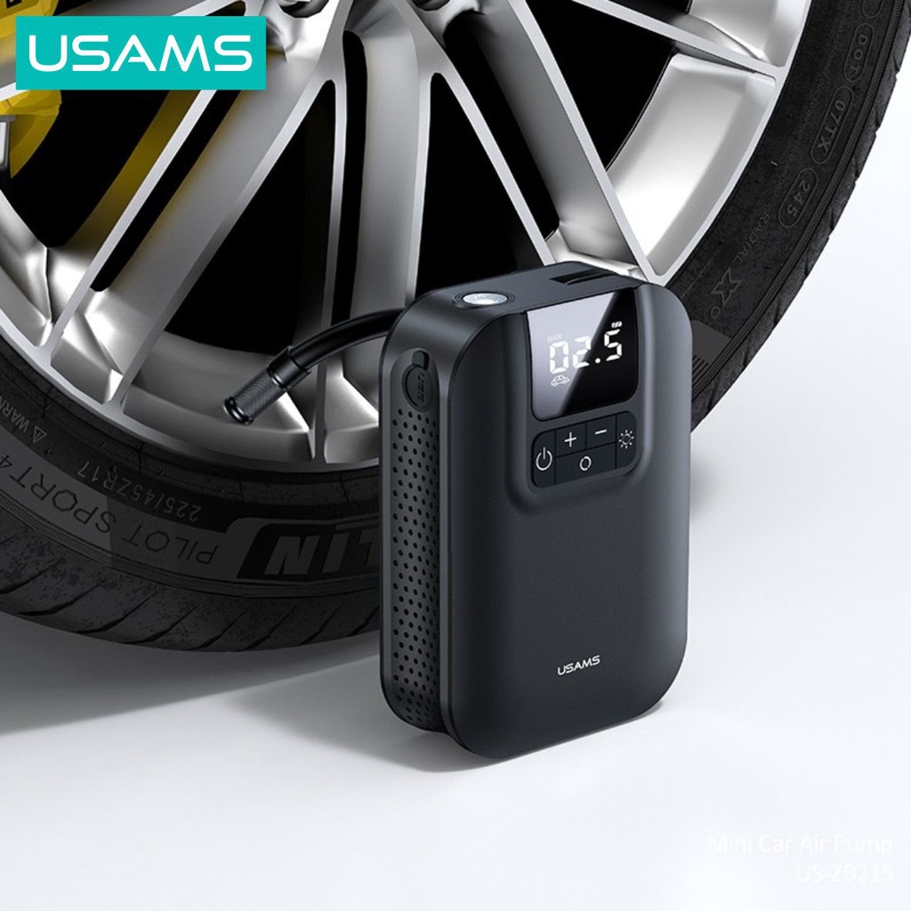 USAMS ZB215 Mini Car Air Pump Portable 5000mAh Pompa Angin Ban Mobil Elektrik