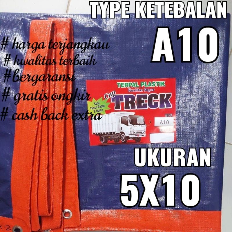 TERPAL PLASTIK A10 UKURAN 5x10 meter merk TRECK