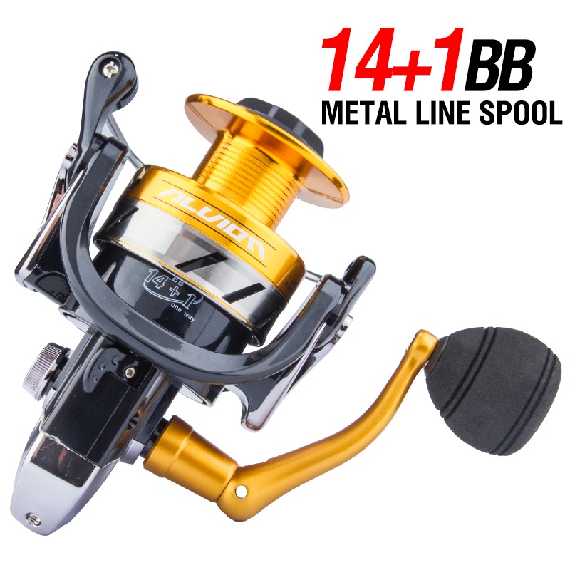 1pc Str1000-7000 Reel Pancing Double Line Cup Rasio 5.5: 1bb Drag 12.5kg 14: 1bb Bahan Metal