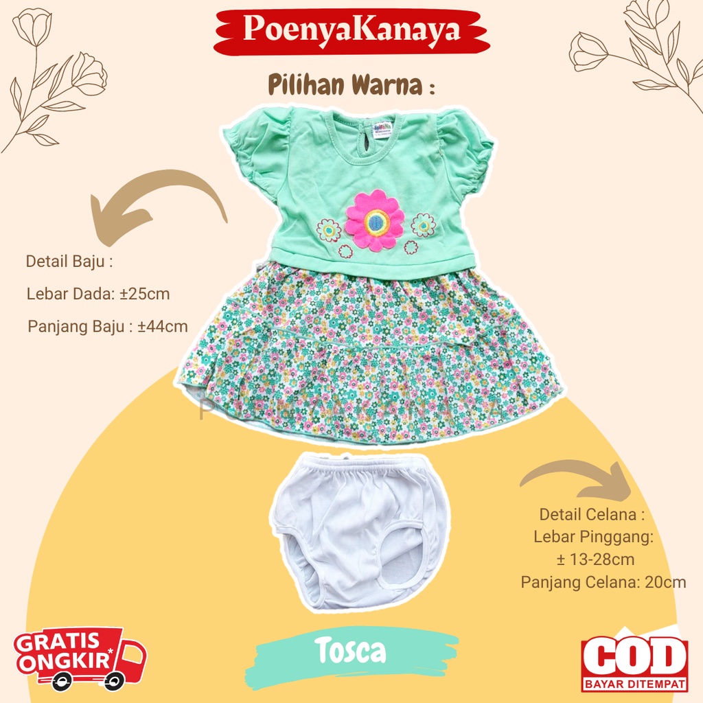 Dress Bayi Anak Tangan Pendek Motif Bunga Matahari Syifana 0-6 Bulan DS27