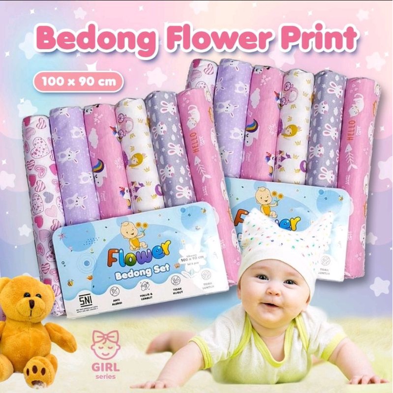 Bedong print kaos Flower 100x90 SNI (R2)