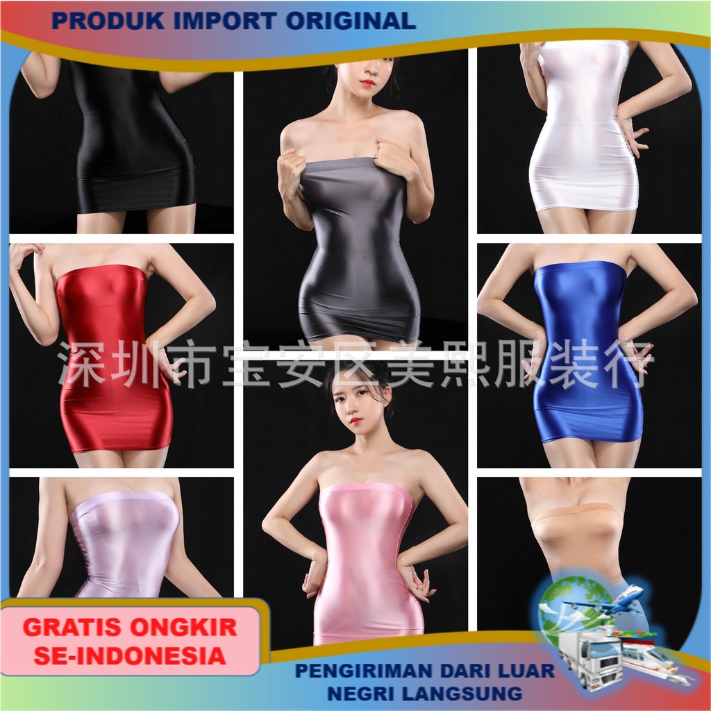 Terusan perempuan style Terbuka Atasan Wanita Mengkilap Halus Tiga Titik Pakaian Dalam Tidur Bikini 