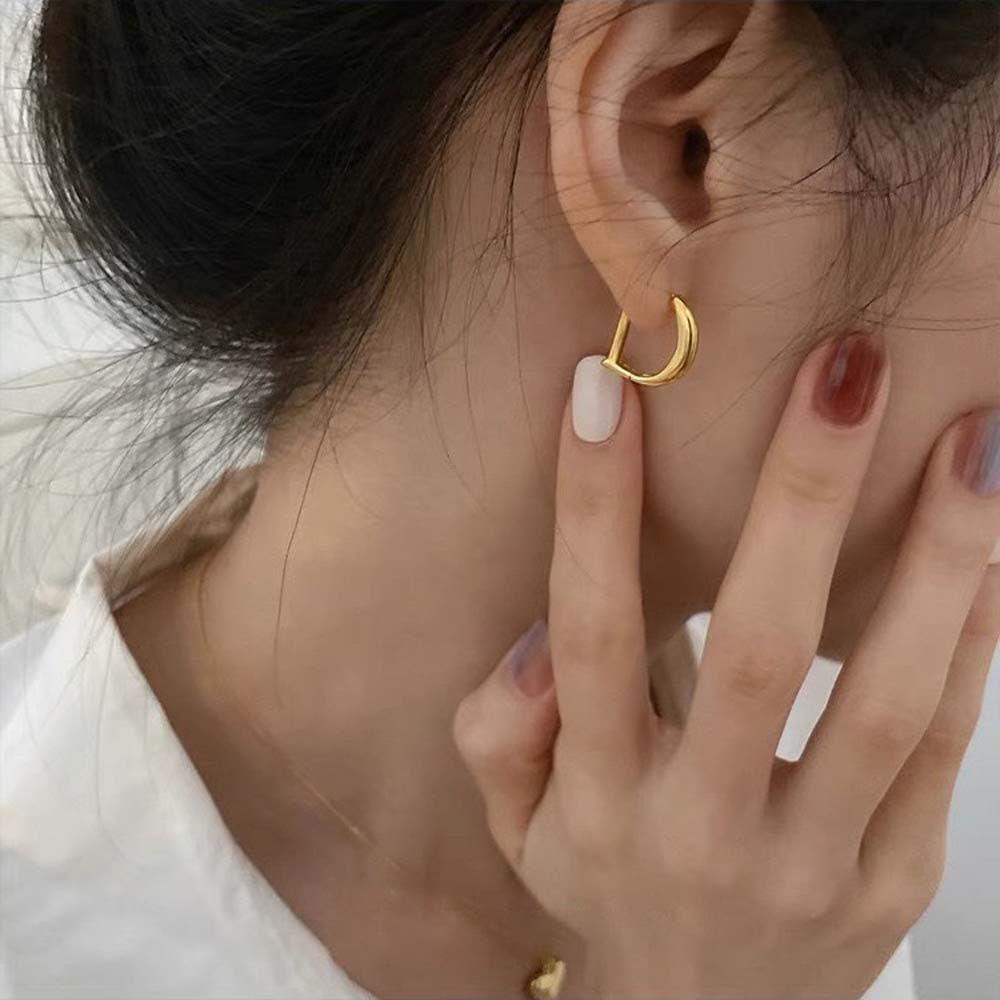 NEEDWAY Needway Anting Tusuk Kecil Temperamen Geometris All-match Untuk Gadis Kepribadian Retro Anting Gaya Korea