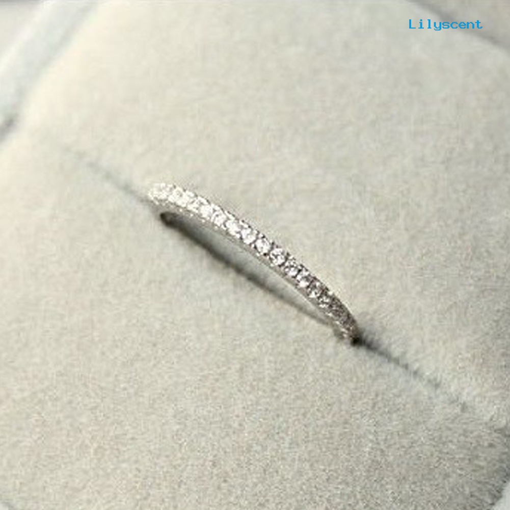 Ls Perhiasan Cincin Nikah / Tunangan Sterling Silver 925 Hias Berlian Imitasi Untuk Wanita