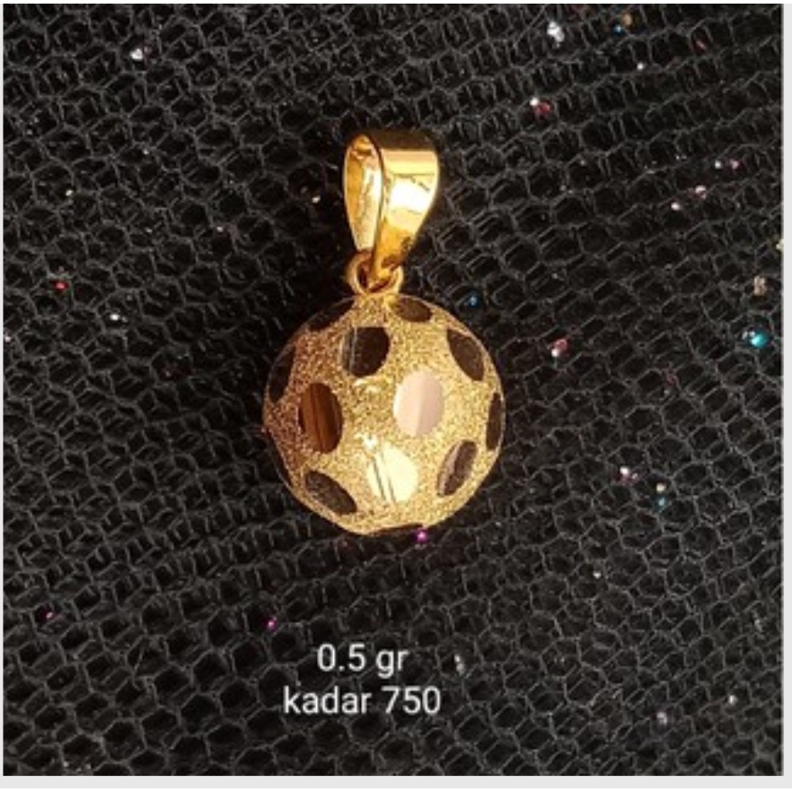 Liontin Emas 17K kadar 750 - model bola polkadot berat 0.5 gram - 1059