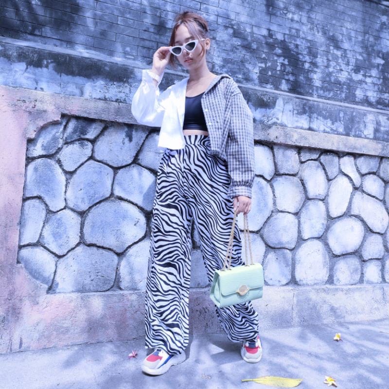 celana kulot animal zebra full rayon/celana kulot panjang bahan rayon motif animal/celana kulot rayo