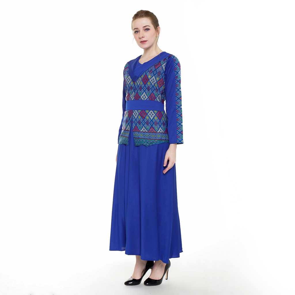 Long dress Gamis maxi lengan panjang variasi rompi tempel - XSHOP Chyra