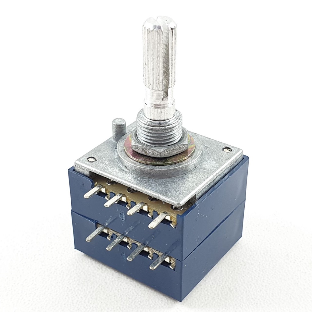 Potensio Rotari Hi-Fi RH2702 8 pin 250k Drat Stereo Kaki 4-4 Lurus Rotary Potensiometer Control Volume 254
