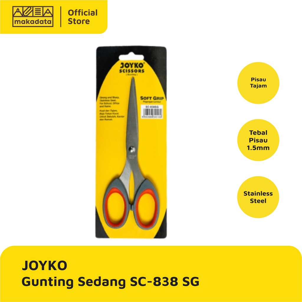 

SCISSORS / GUNTING SEDANG JOYKO SC-838 SOFT GRIP (1 PCS) MURAH