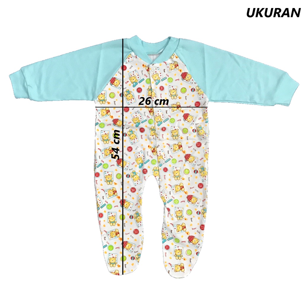 Babysmart - 3 PCS Baju Bayi model Jumper/Jumsuit/Sleepsuit motif BEAR MOM'S GIFT usia 0 - 6 bulan SNI 100% katun