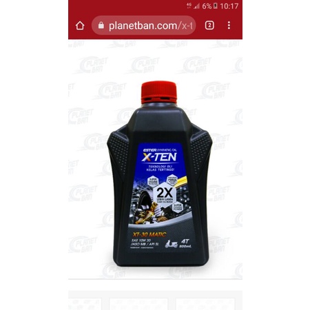 oli motor matic XTEN X-TEN Honda Beat 10w-30 Vario 125 Vario 150 800ml