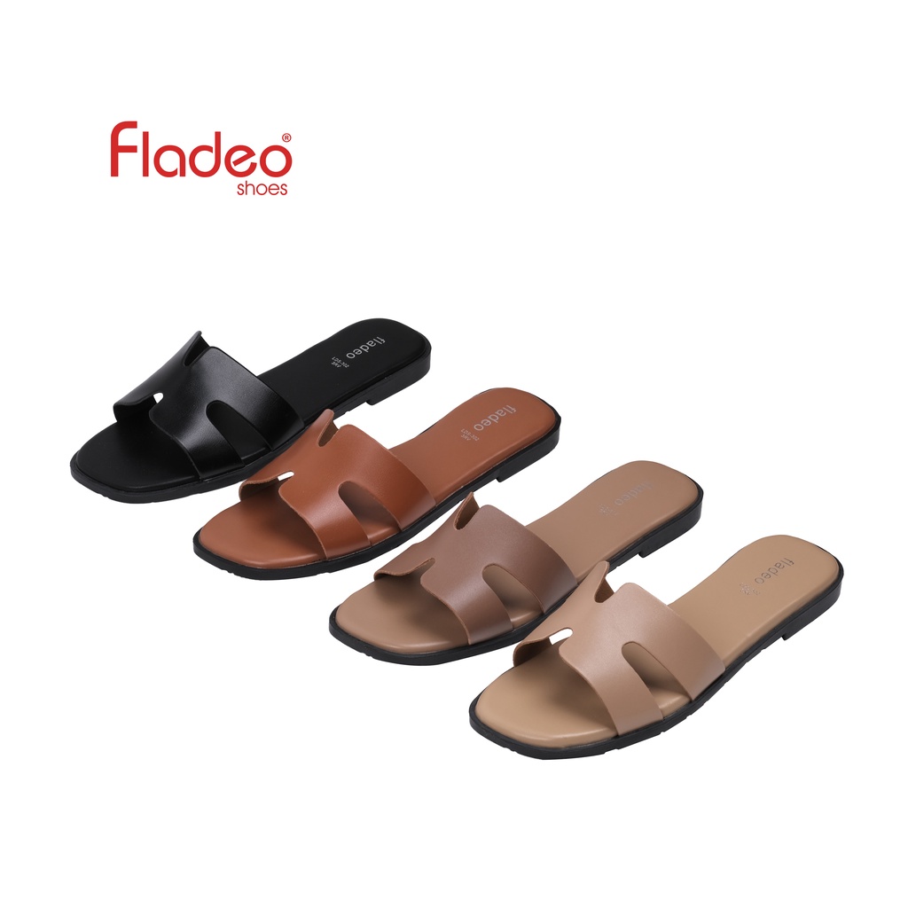 Fladeo I20/LDS302-3RV/Sandal Teplek H Square Wanita [ Flat Slippers ]
