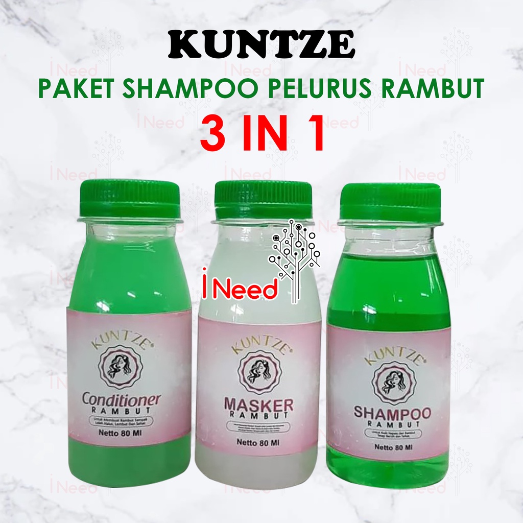 (INEED) (PAKET 3IN1) Paket Shampoo Pelurus Rambut 3in1 Bpom/ Sampo Pelurus Rambut 3in1 Bpom - KUNTZE