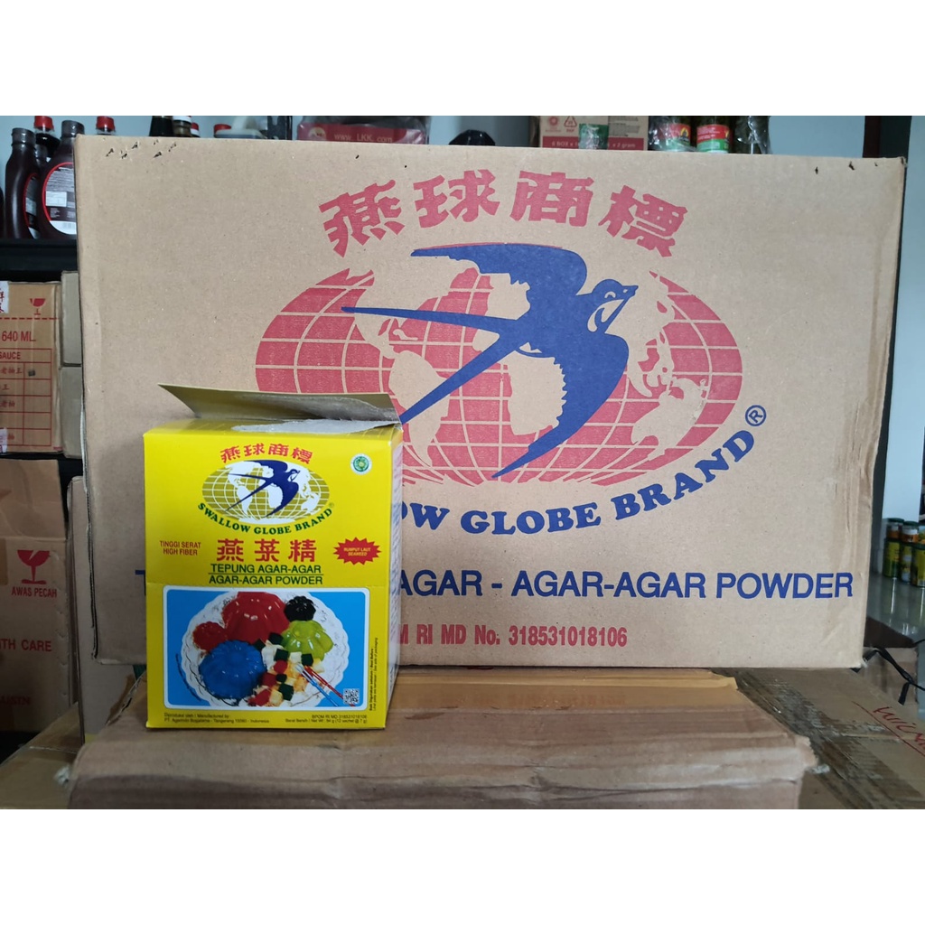 

Swallow Globe Plain Agar-Agar Powder x 24 pack - karton GROSIR