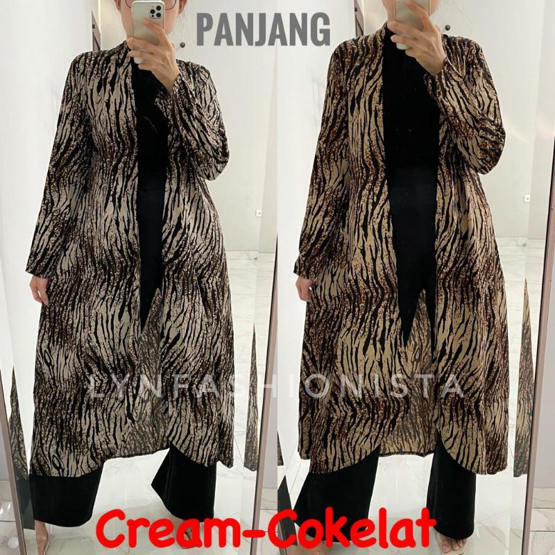 (SALE!!)OUTER PANJANG WANITA MOTIF MACAN RAYON ADEM/CARDIGAN MUSLIM MEWAH MURAH