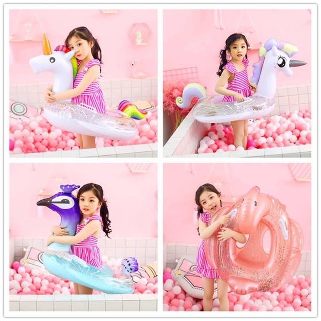 NEW PELAMPUNG RENANG ANAK UNICORN GLITTER model baru transparant/ban renang anak