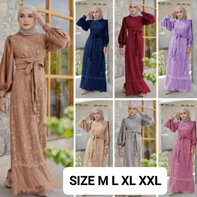 DRESS MUSLIM GAMIS PESTA CANTIK SIZE M L XL XXL RONAMI clo