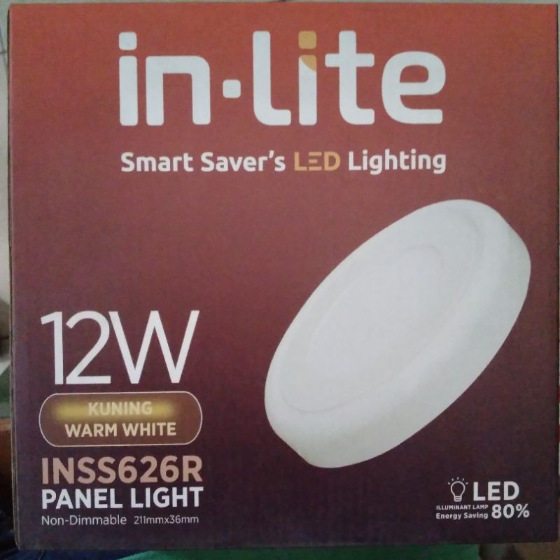 Downlight LED In Lite 12 Watt Outbow Bulat Warna Putih-Kuning