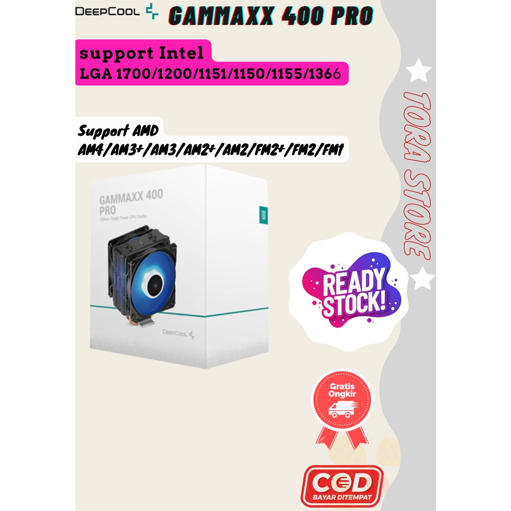 cpu cooler lga 1700 deepcool gammaxx 400 pro  dual fan  intel   amd 