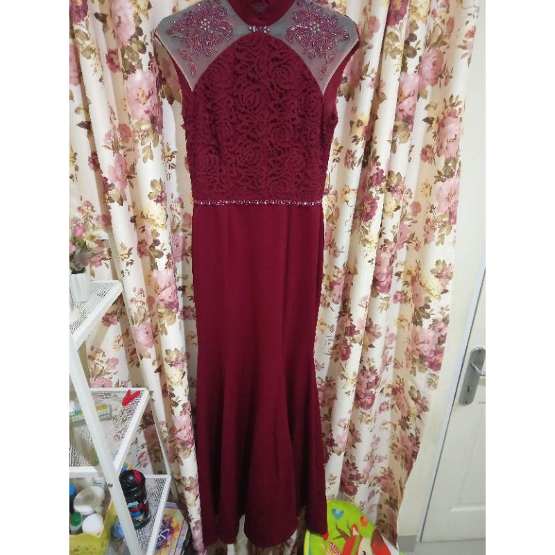 dress branded solemio second preloved baju cheongsam, kondangan, pesta, lebaran ,raya dress imlek