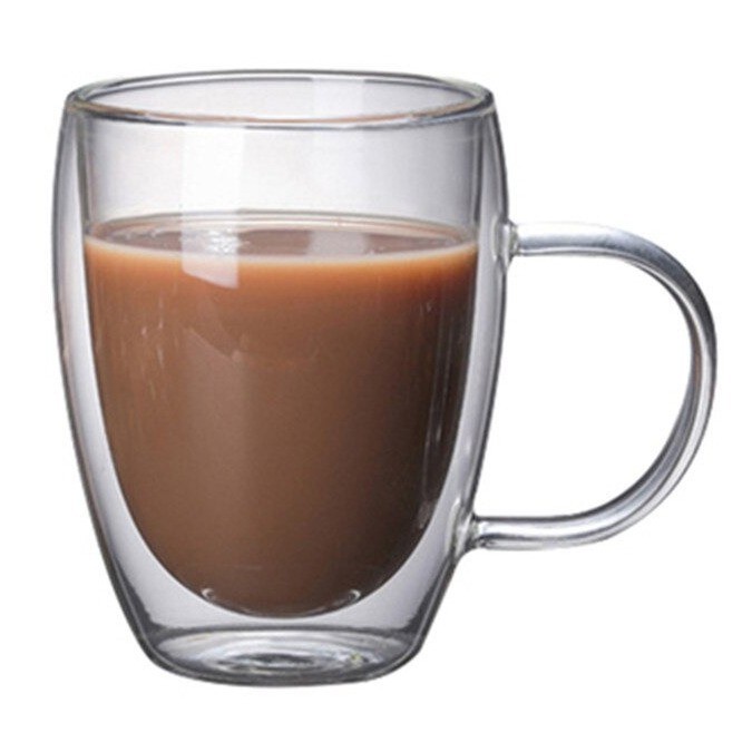 Gelas Anti Panas Double Wall Insulated Cup 350ml Gelas 2 Lapis Gagang