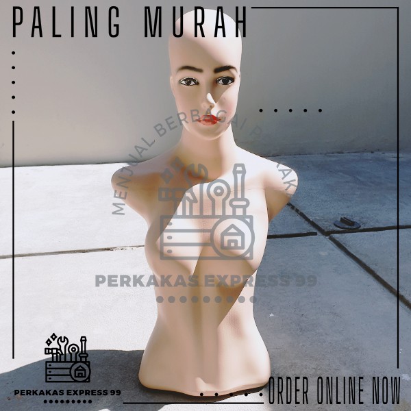 Manekin Torso / Patung Display Wanita Dewasa BOTAK Anti Peyot