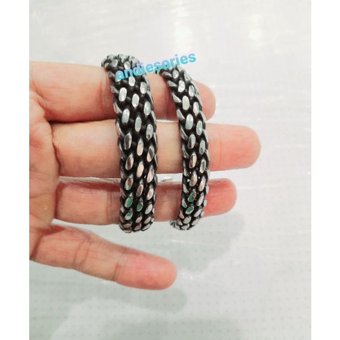GELANG baja putih anyam Papua/besi putih,anti karat asli ORIGINAL