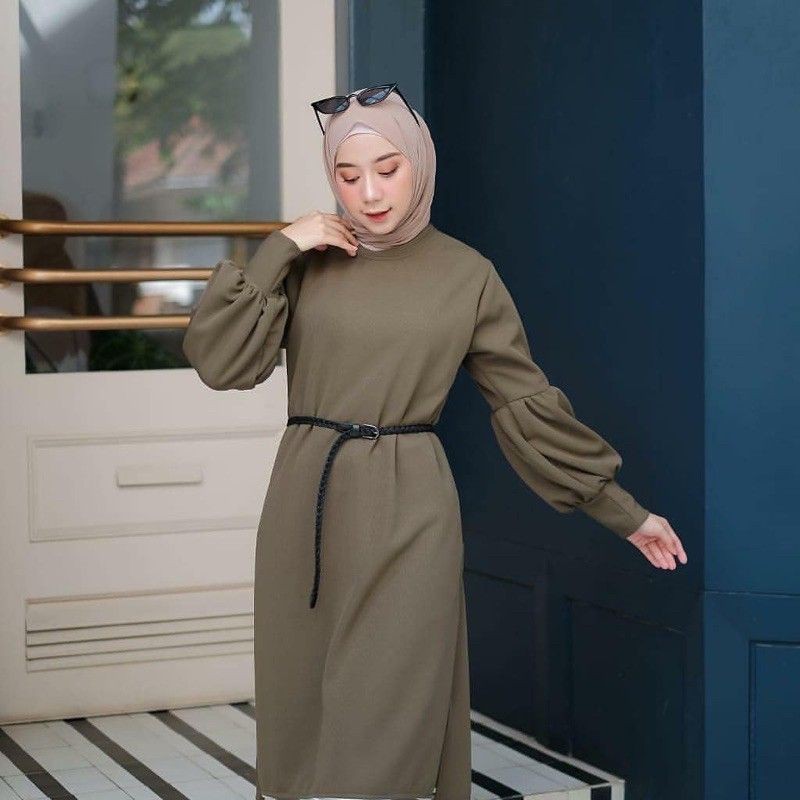 TUNIK // TUNIK WANITA POLOS BALOON REMPEL MOSCREPE // NUNA