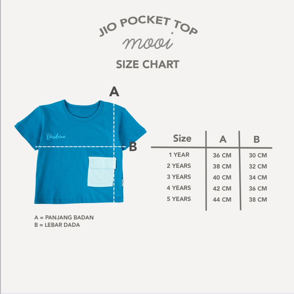 Mooi Jio Pocket 1-5 Tahun Tshirt Anak Pocket Unisex CBKS P10