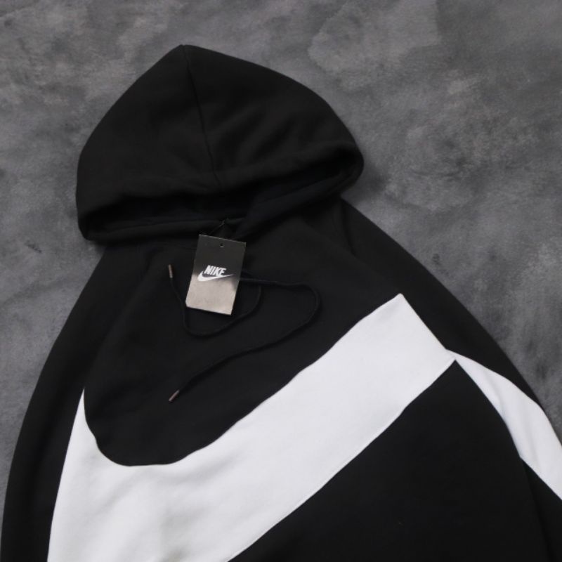 SWEATER HOODIE NIKE BIG SWOOSH HITAM AUTHENTIC PREMIUM FULLTAG &amp; LEBEL