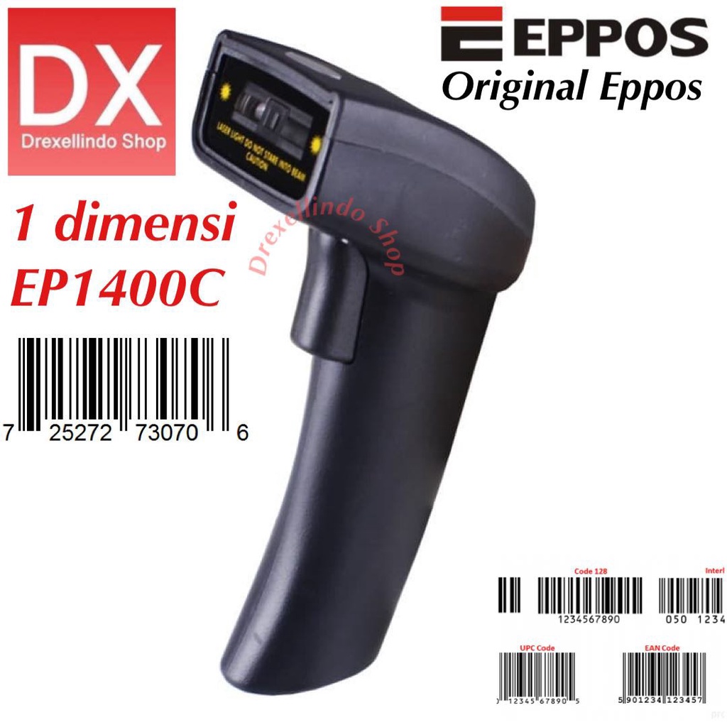 Barcode Scanner 1D EPPOS CCD EP1400C BLACK