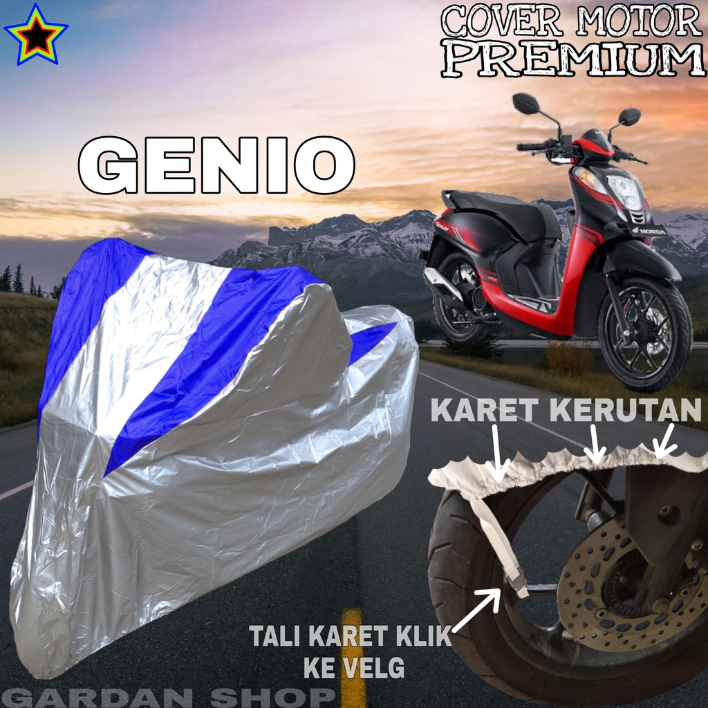 Sarung Motor GENIO Silver BIRU Body Cover Penutup Motor Genio PREMIUM