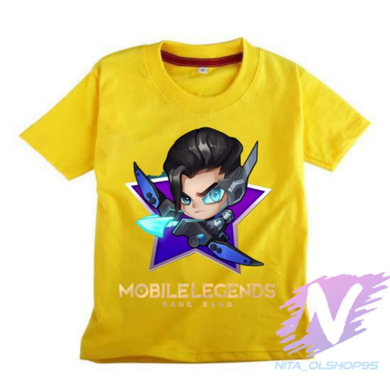 baju anak kaos anak yss mobile legend hero starligth