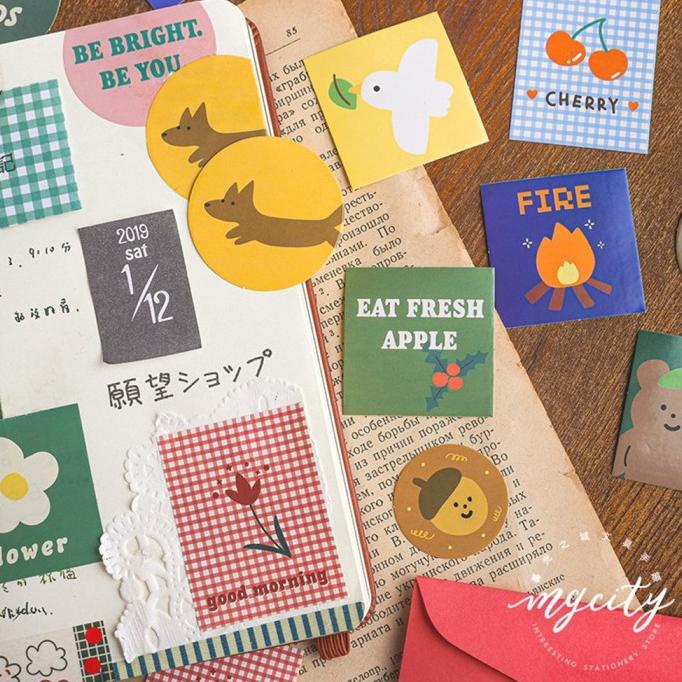 

40pcs pa Stiker Kertas Motif Flak Untuk Alat Tulis Sekolah