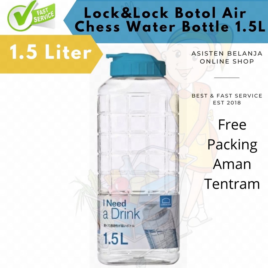 Botol Air Minum LocknLock 1500ml 1500 ml Kulkas Dingin Chess Water Bottle Tumbler LockAndLock HAP812 1.5L 1.5Liter 1.5 L 1,5 Liter Ukuran Besar Jumbo HAP-812 HAP812